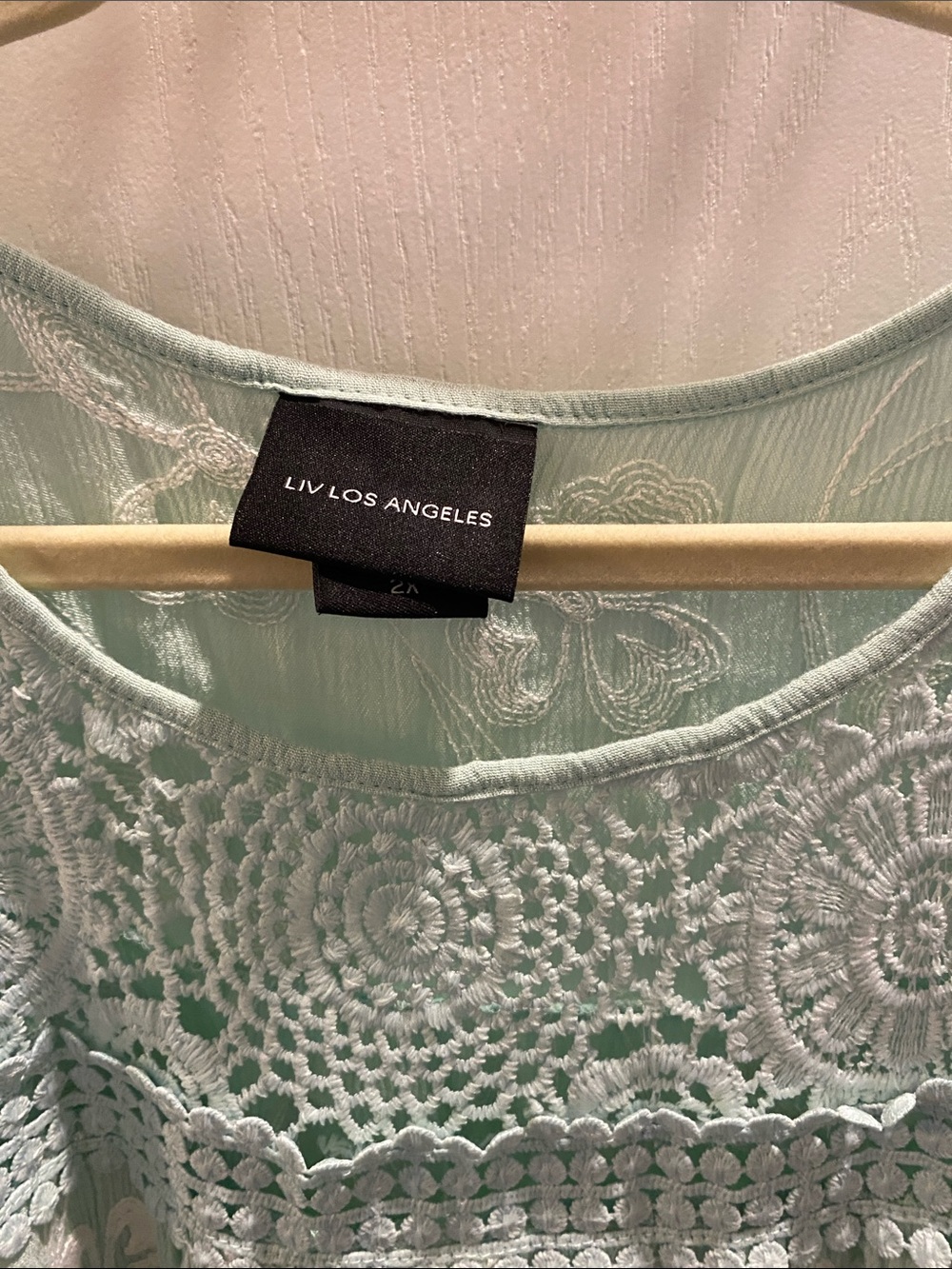 Los Angeles Apparel Mint Crochet Overlay Tunic Top